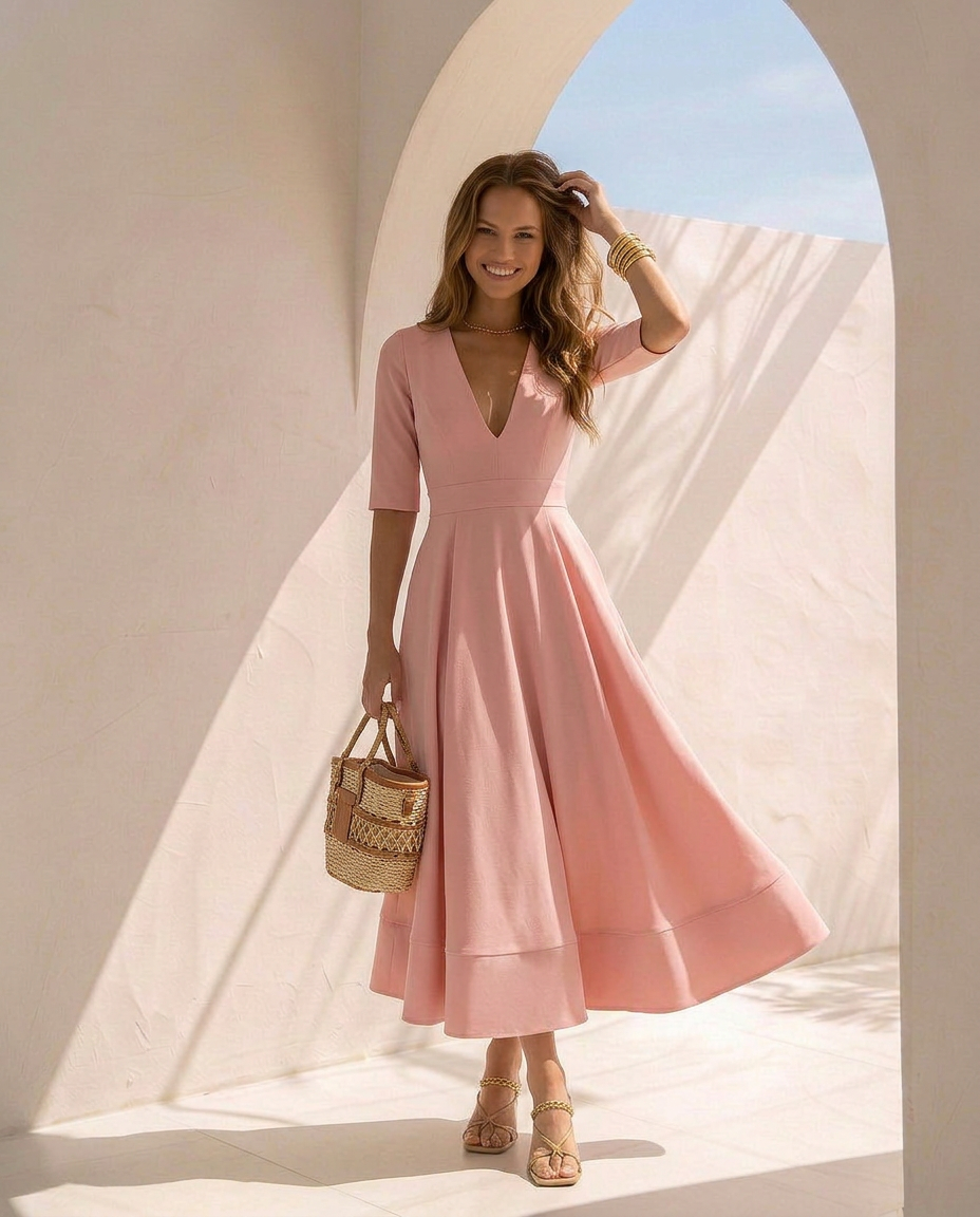 Céleste · Robe midi à silhouette fluide