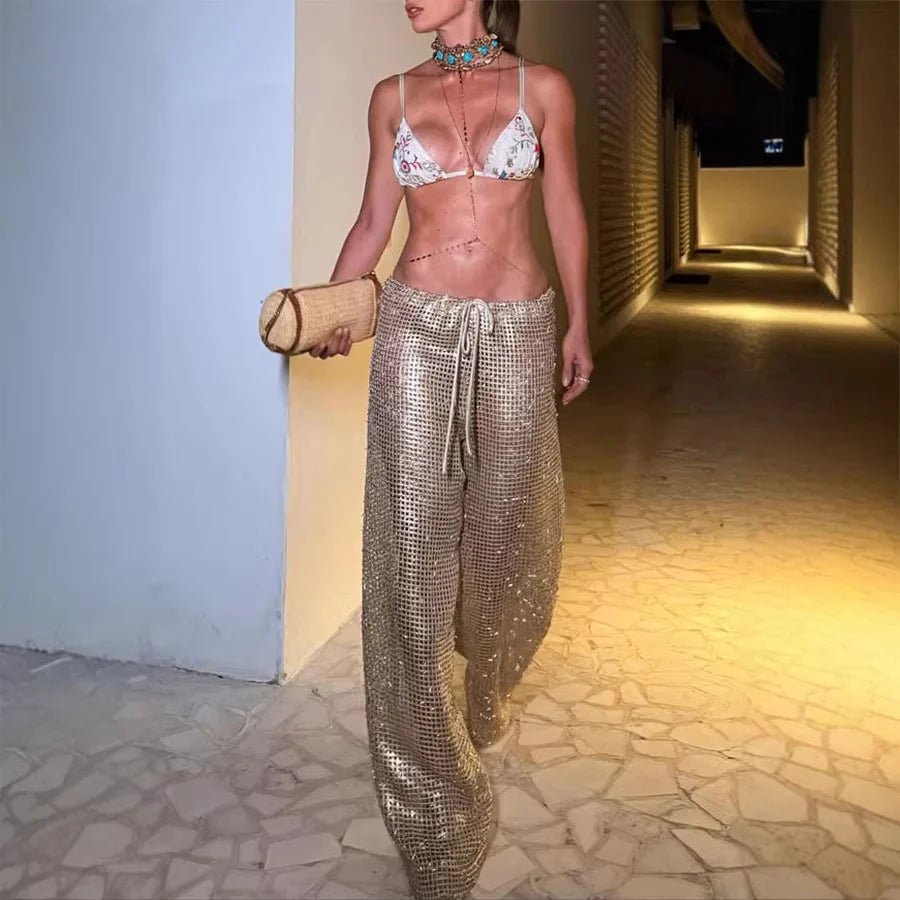 Margot Gold pantalon large à cordon