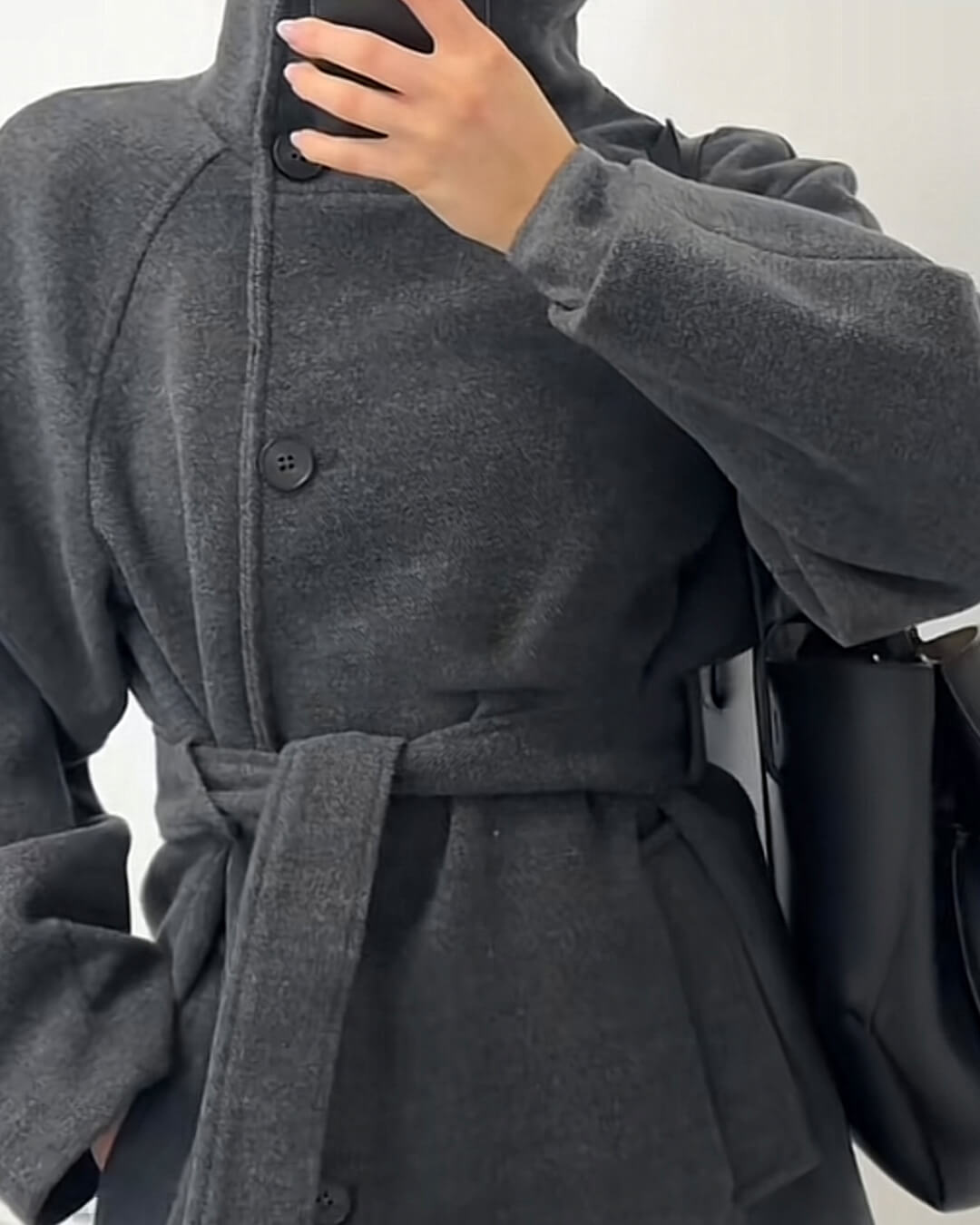 Manteau long Arielle avec ceinture et col montant