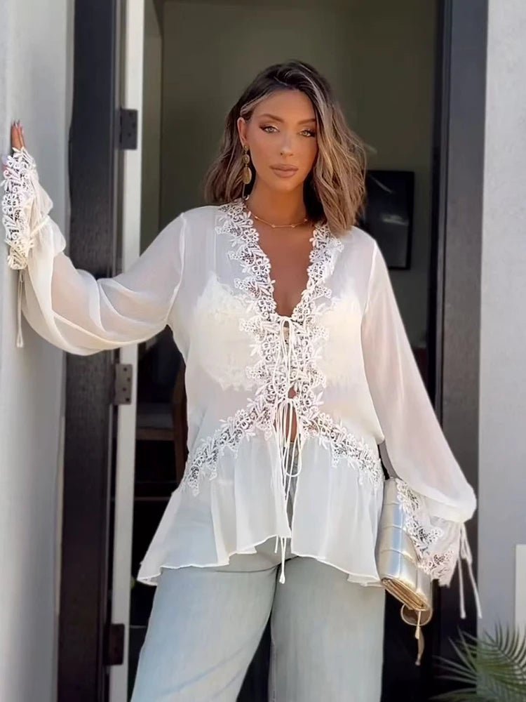 Top cardigan Emily en dentelle