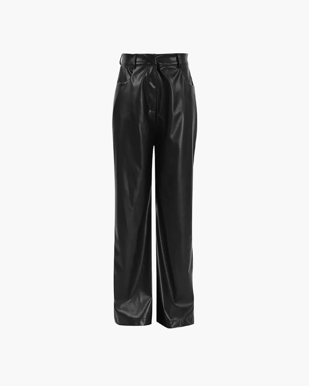 Pantalon Ada en cuir à jambes larges
