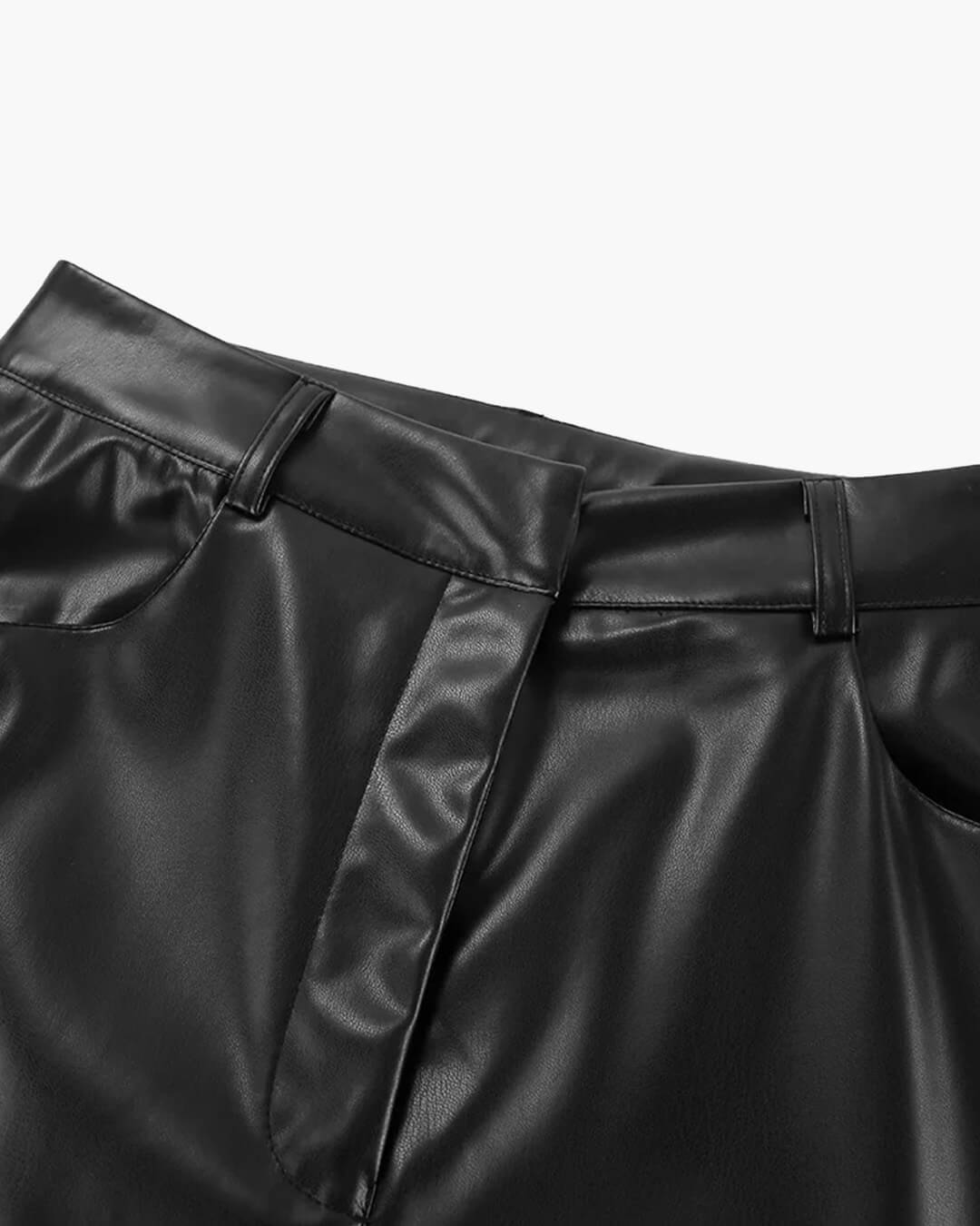 Pantalon Ada en cuir à jambes larges