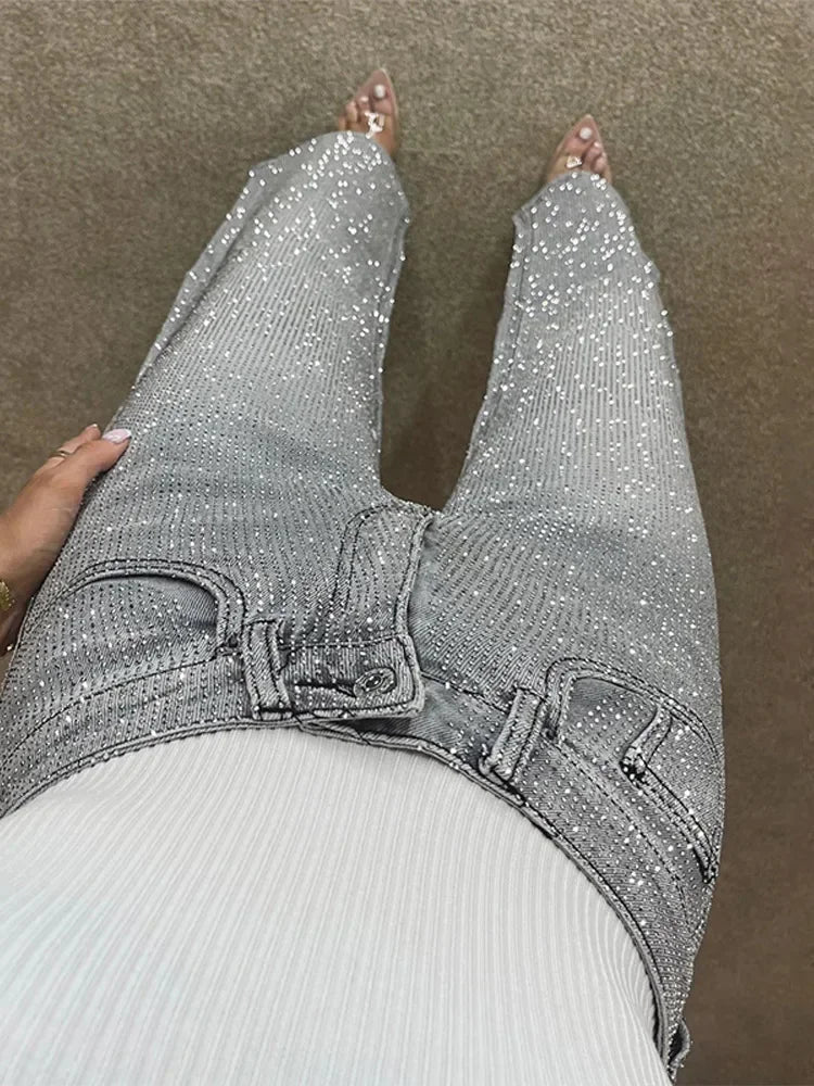 Jean à jambe large Eliana orné de strass