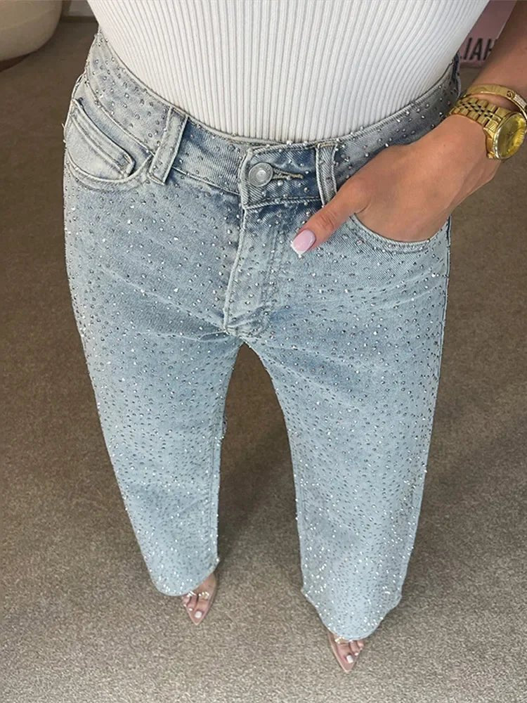 Jean à jambe large Eliana orné de strass