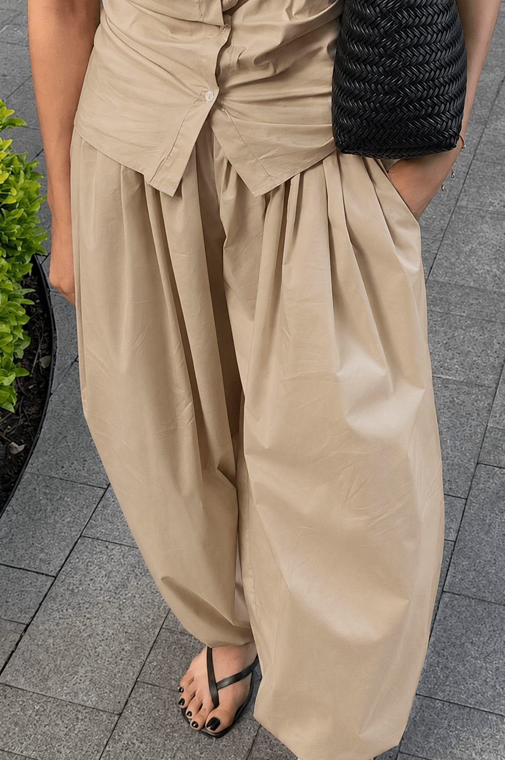 Pantalon baggy Inga à taille élastique