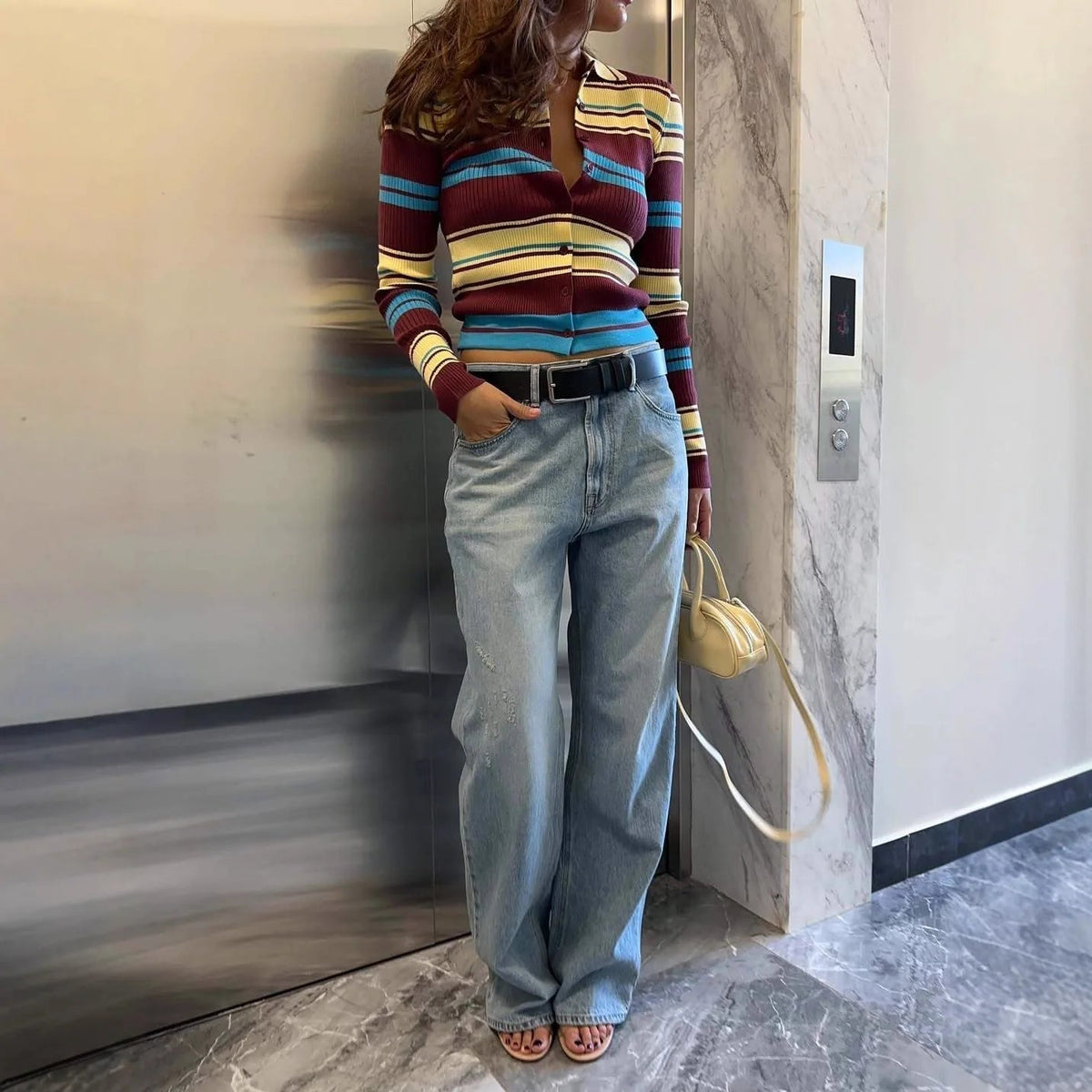 Cardigan en maille à rayures Hope