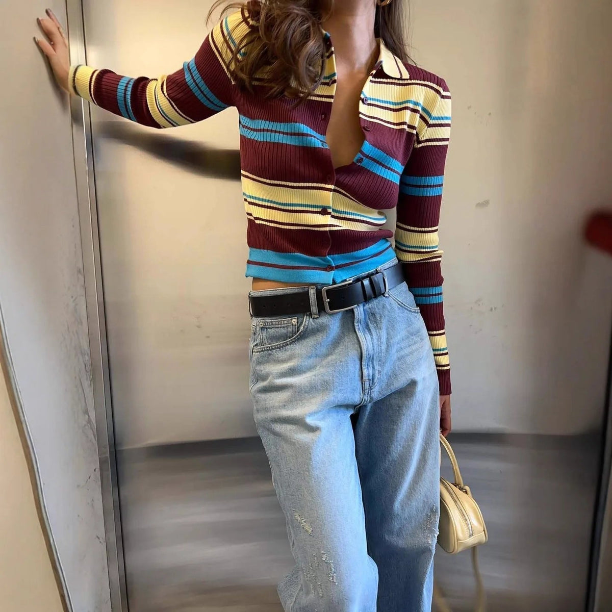 Cardigan en maille à rayures Hope