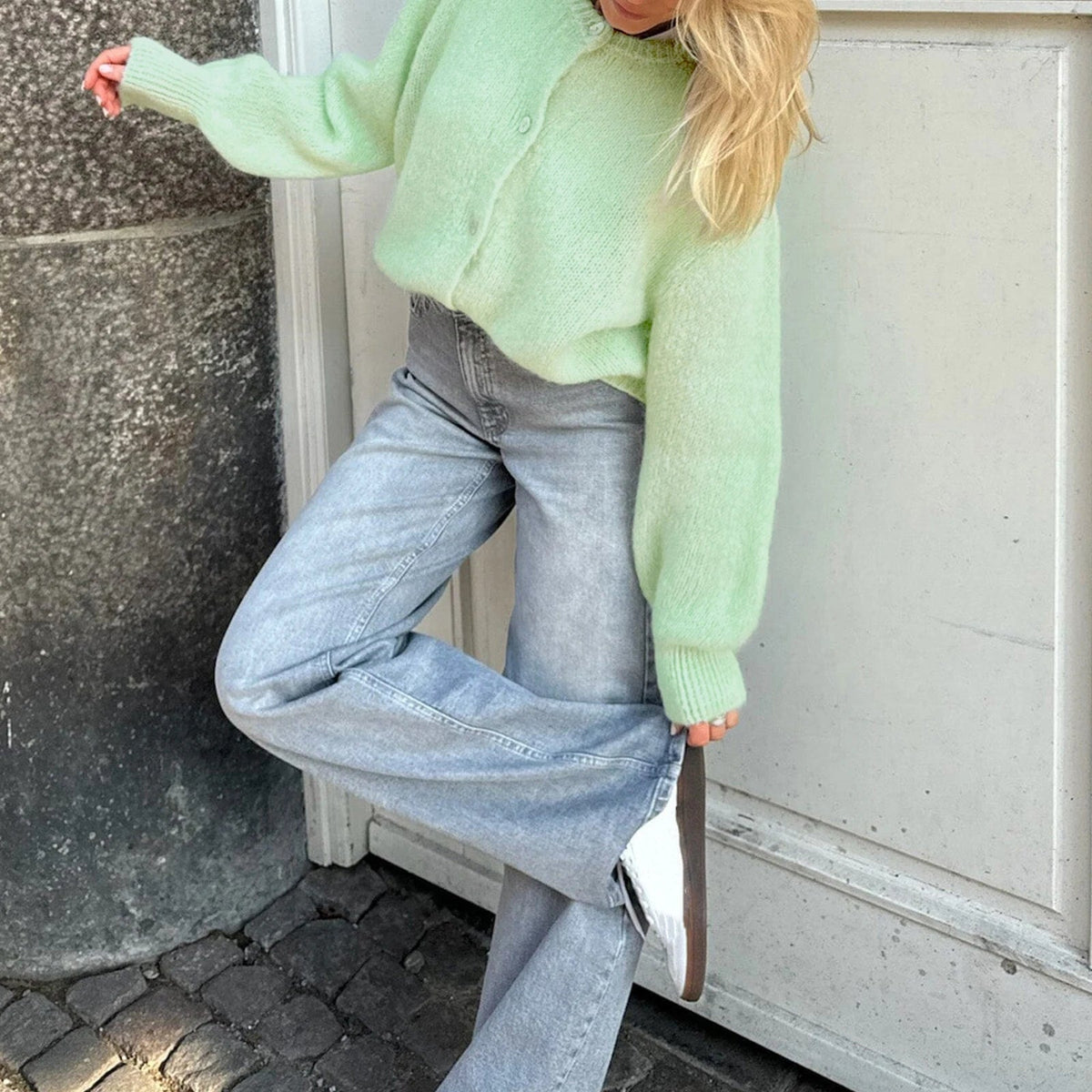 Cardigan Rachel oversize en maille duveteuse