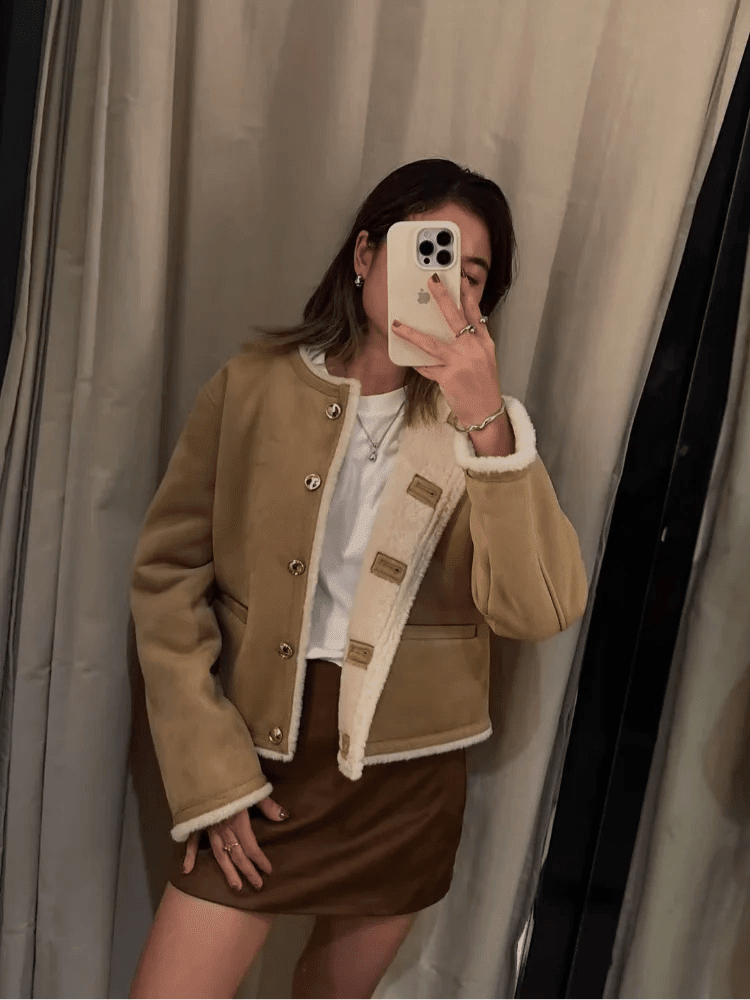 Manteau en suédine avec fausse fourrure Aralyn