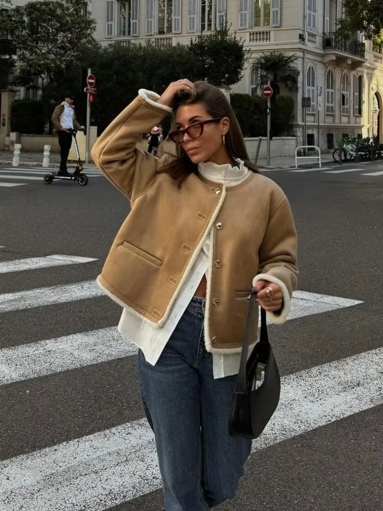 Manteau en suédine avec fausse fourrure Aralyn