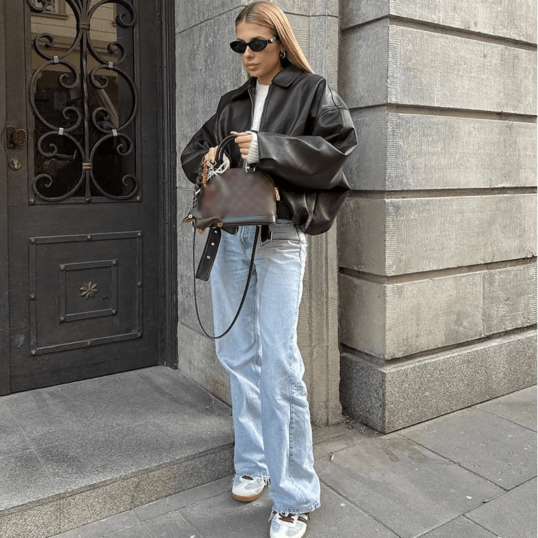 Veste Carine en cuir style motard