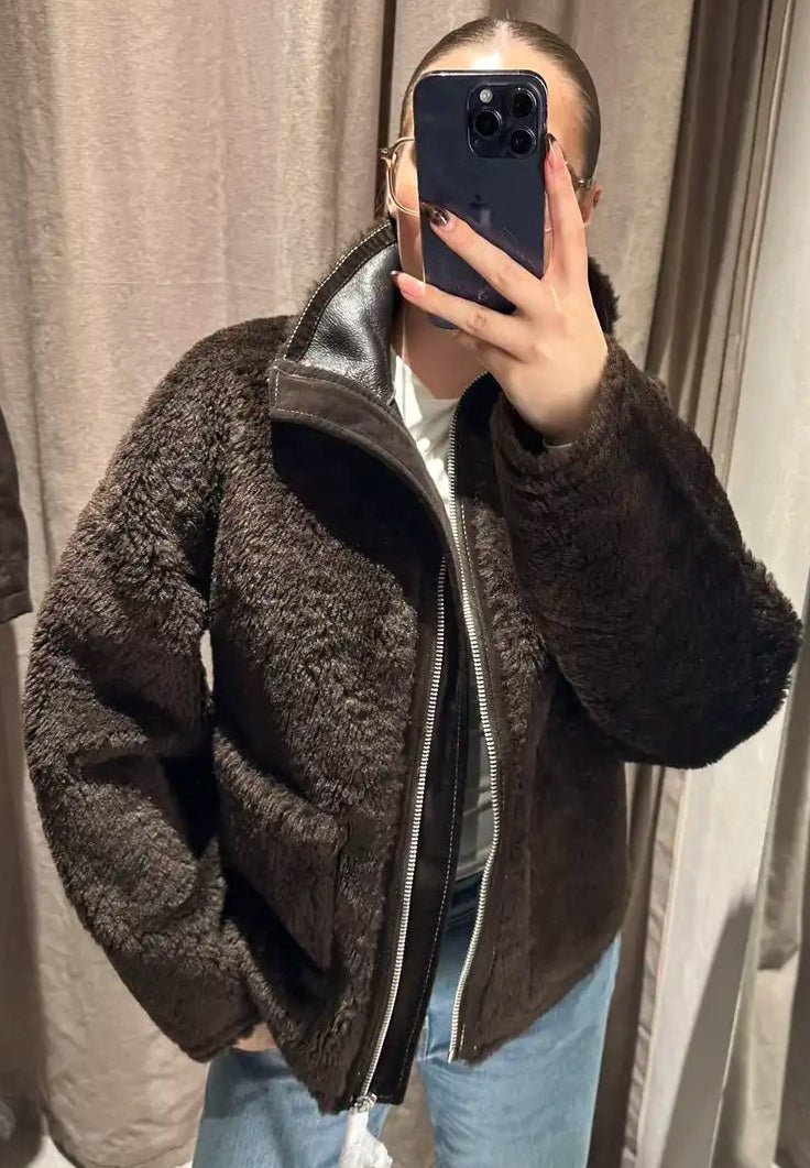 Veste Carol en simili cuir à col montant