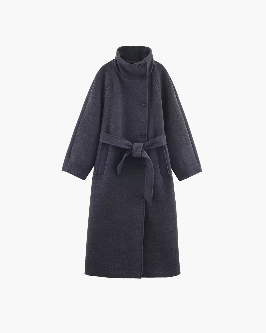 Manteau long Claudine avec ceinture et col montant