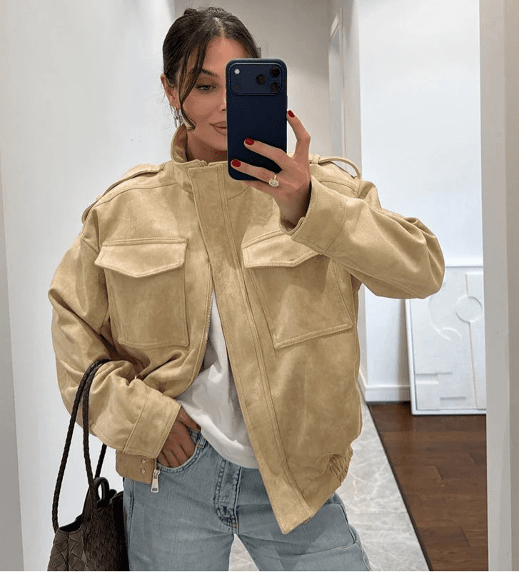 Blouson bomber Elyssa en daim