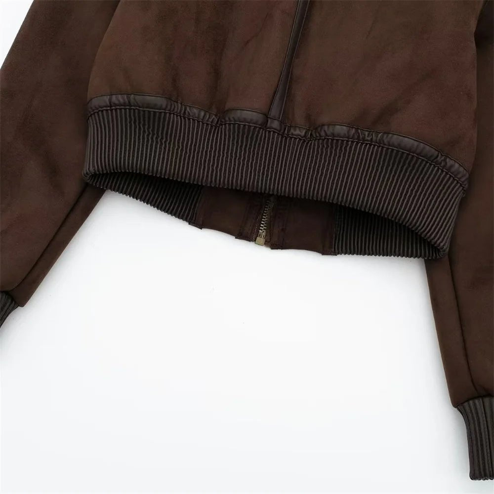 Blouson bomber court en daim Esme