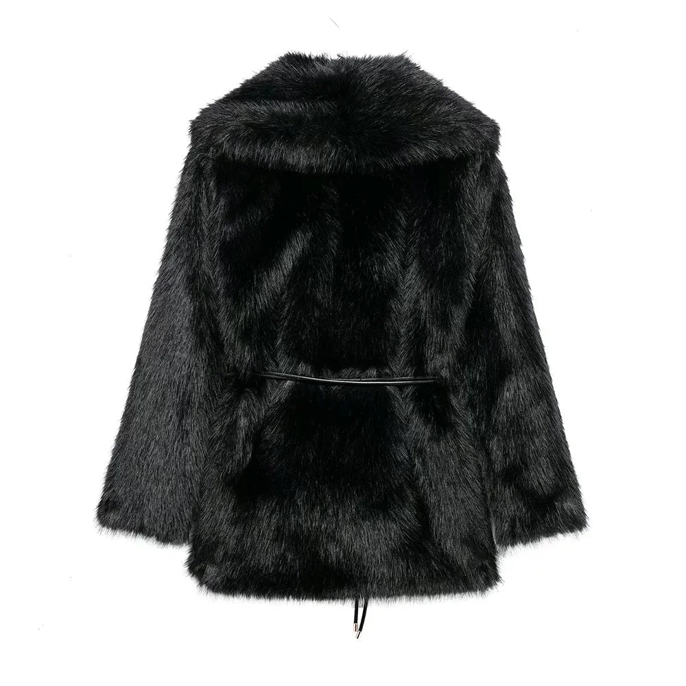 Manteau en fausse fourrure Faith avec ceinture