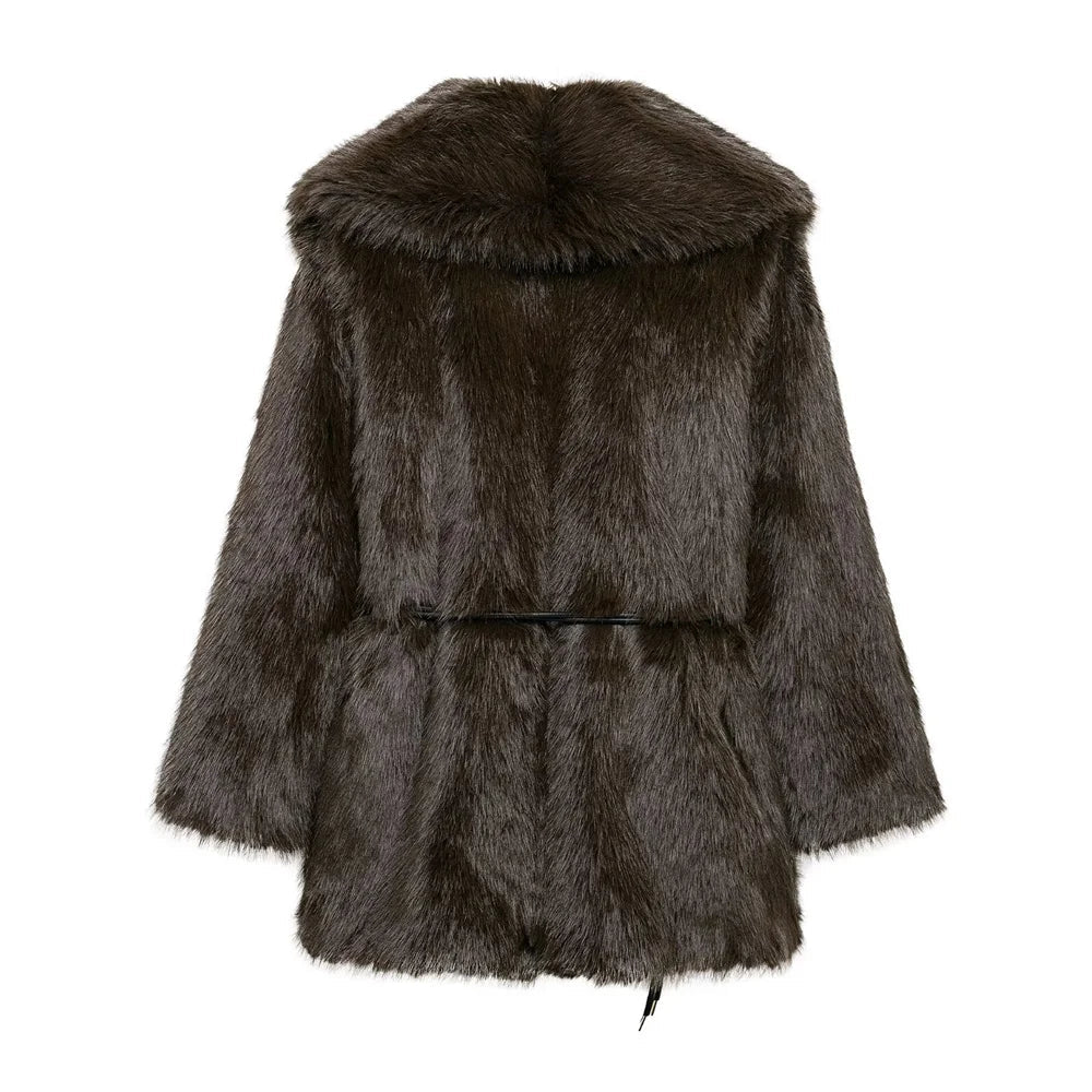 Manteau en fausse fourrure Faith avec ceinture