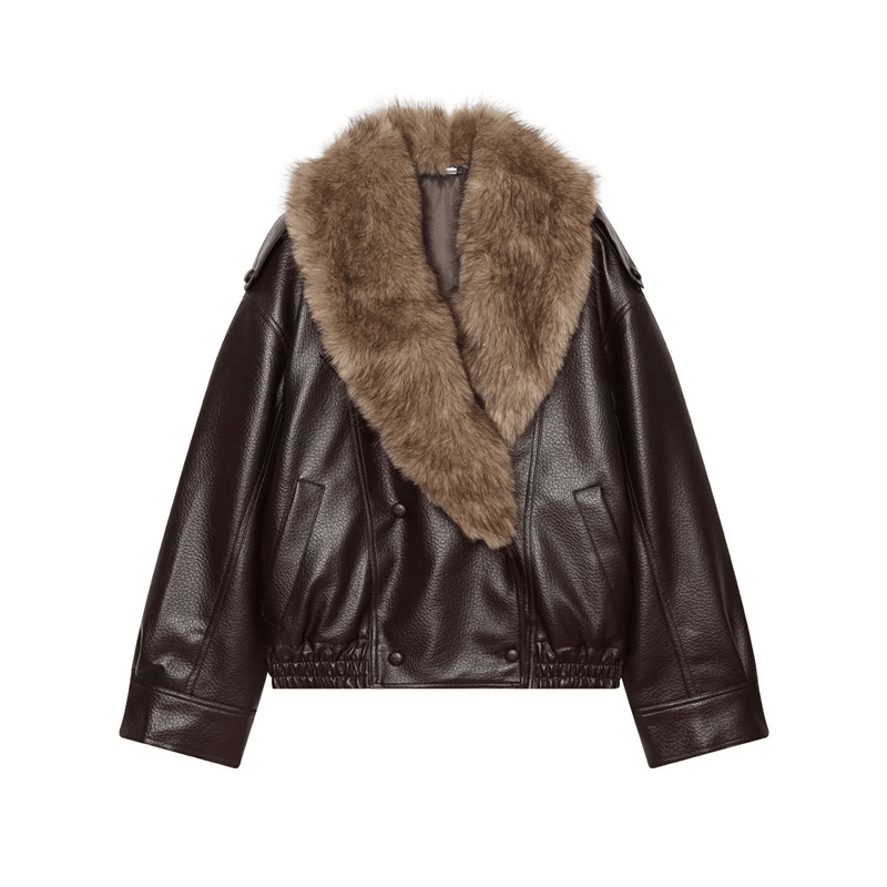 Veste en similicuir Francesca avec col en fourrure amovible