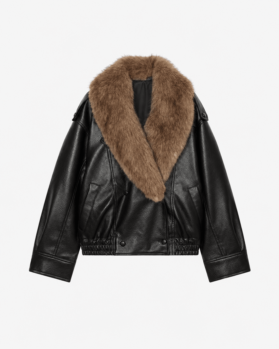 Veste en similicuir Francesca avec col en fourrure amovible