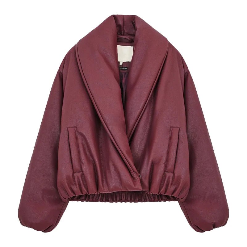 Veste en cuir à revers Lara