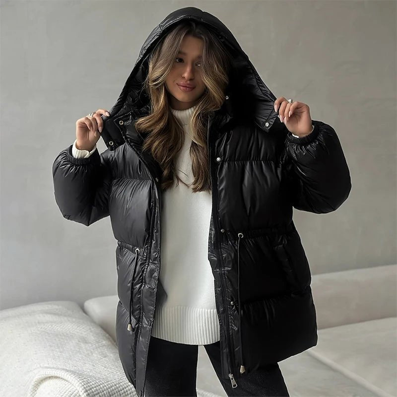Manteau matelassé à capuche avec cordon de serrage Lorie