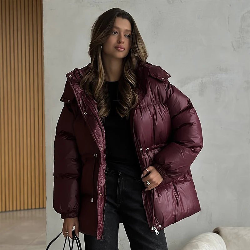 Manteau matelassé à capuche avec cordon de serrage Lorie