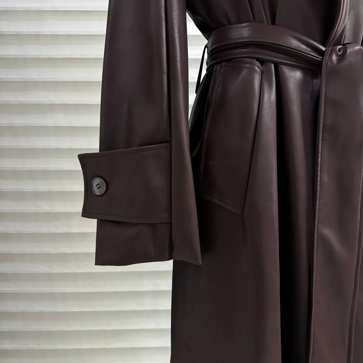 Manteau long style trench en similicuir Shiela