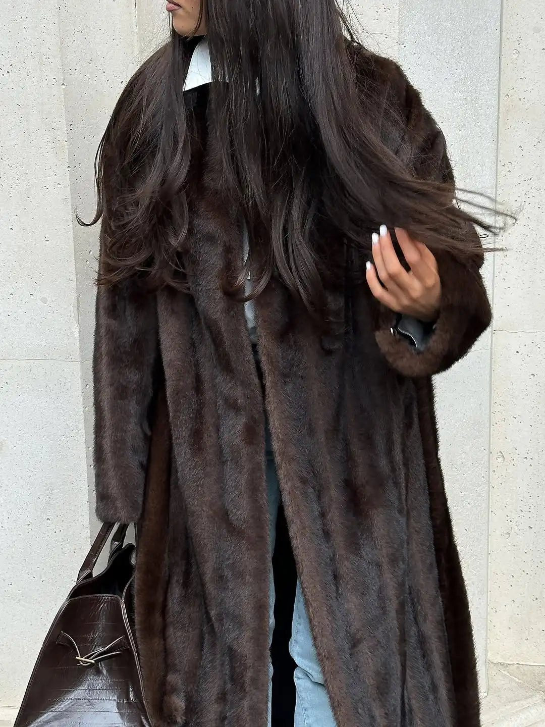 Manteau maxi Suzy en fausse fourrure