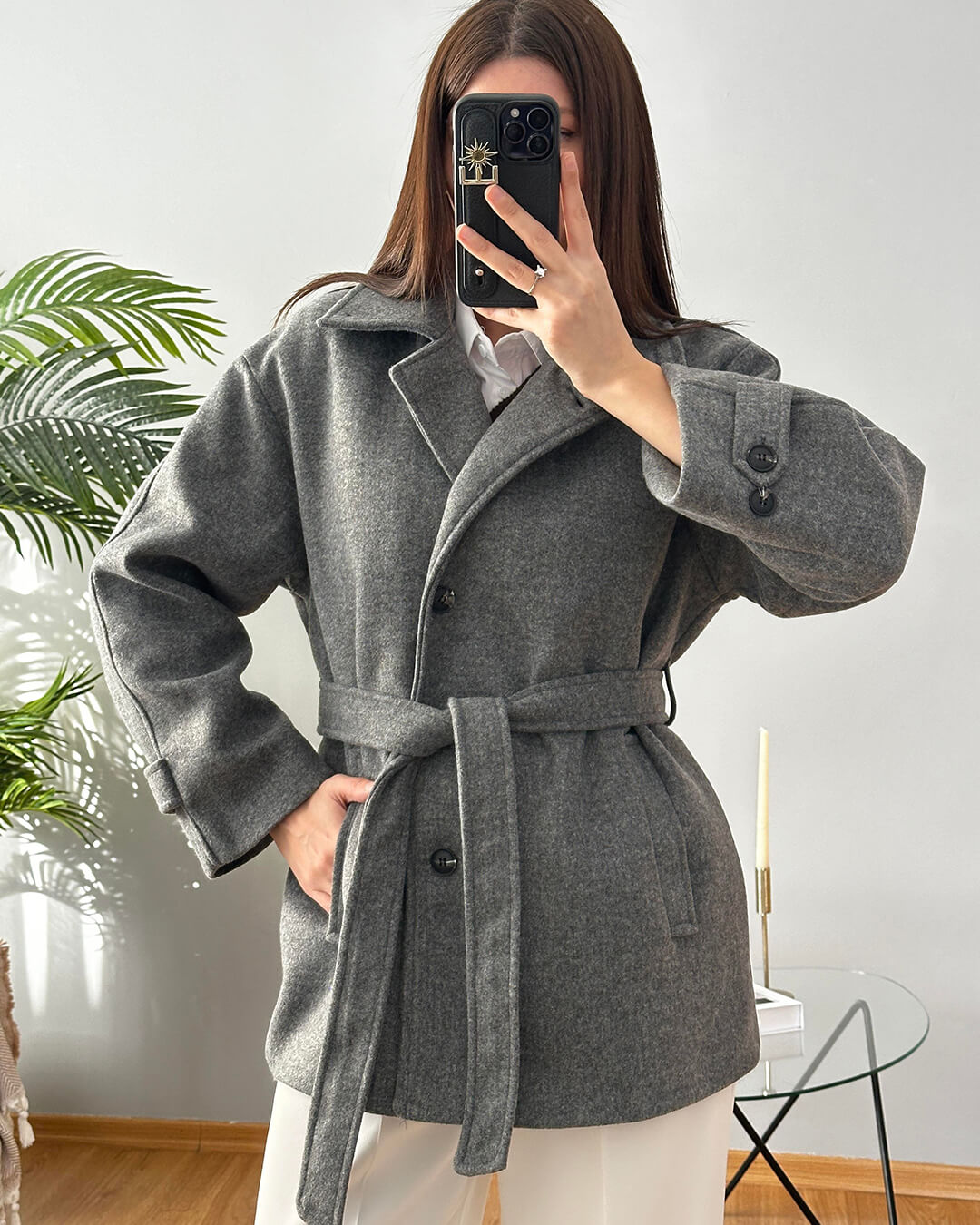 Manteau Felly en imitation laine avec ceinture