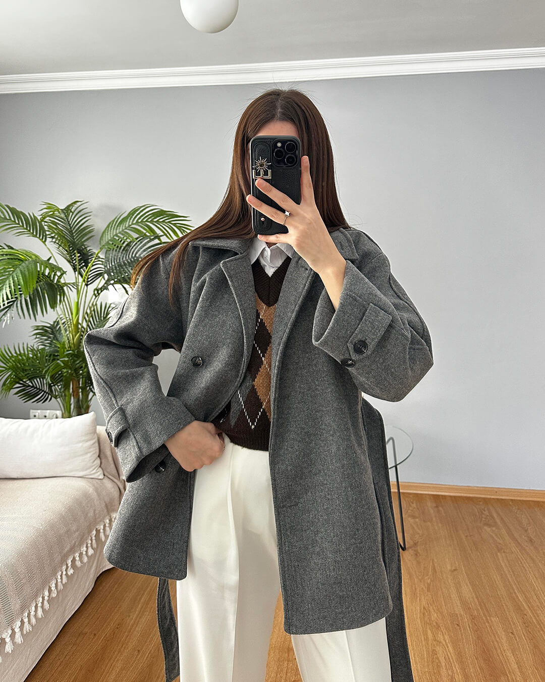 Manteau Felly en imitation laine avec ceinture