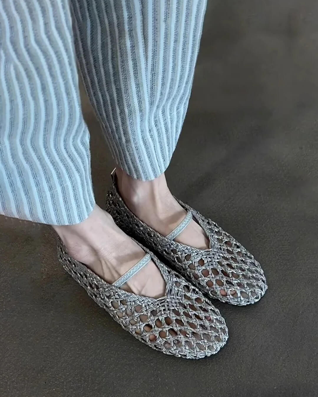 Chaussures plates tressées avec détails ajourés Francesca