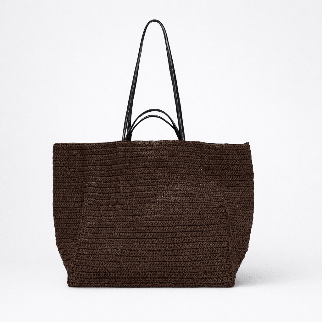Sac cabas de plage en paille tressée à la main Bianca