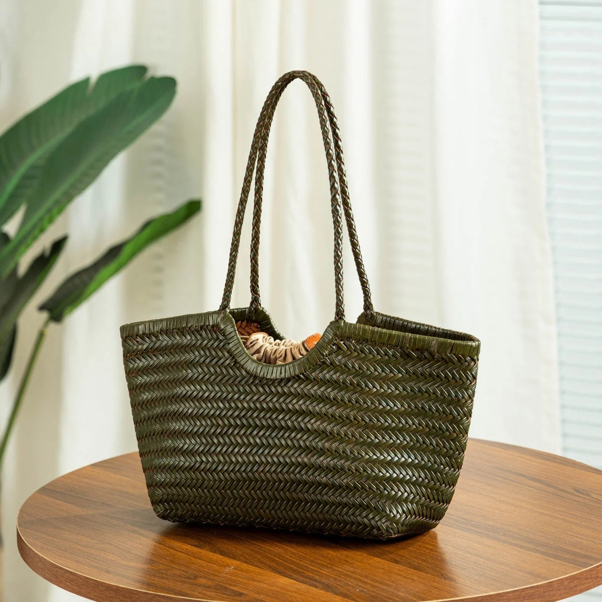 Bianca – Sac cabas en cuir tressé à la main