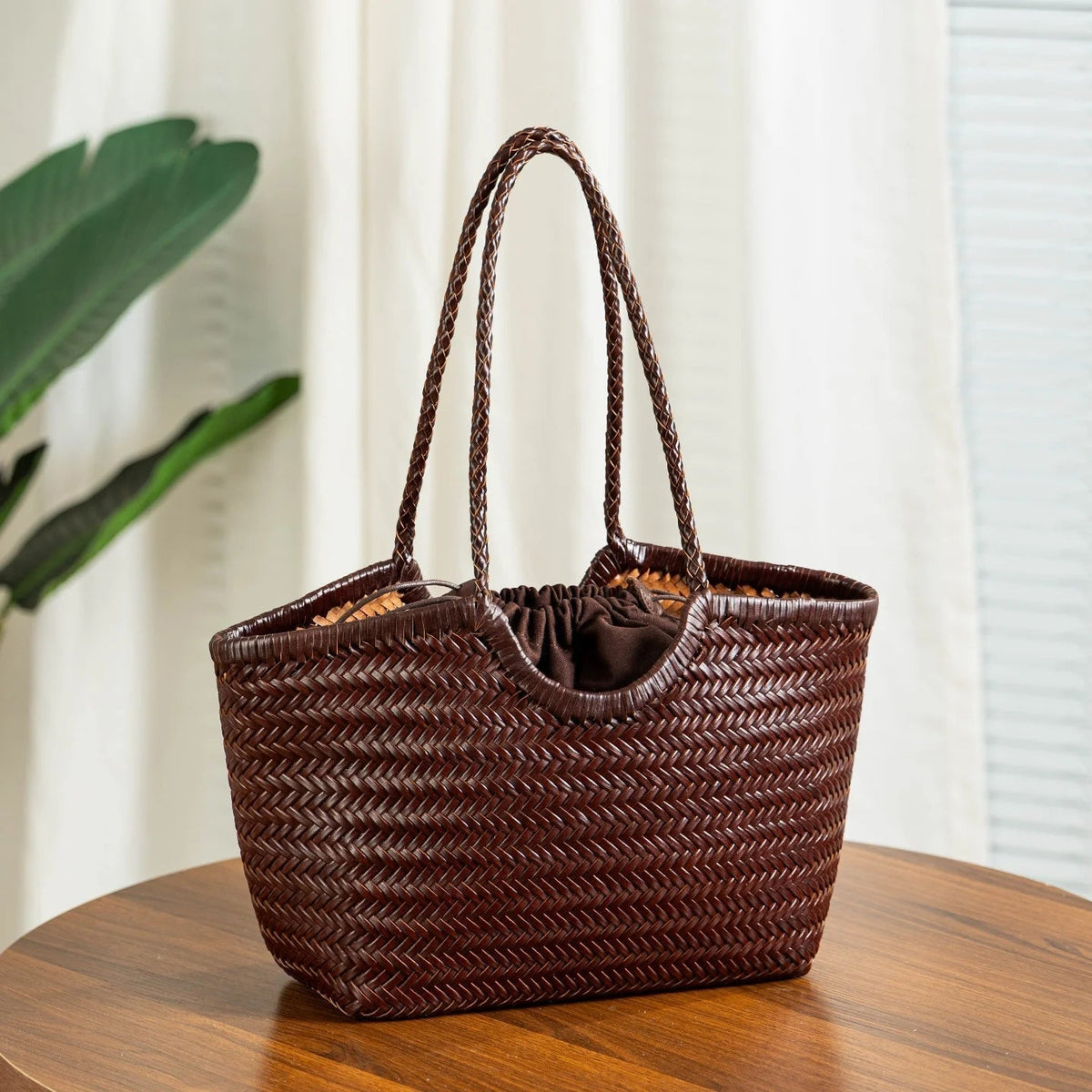 Bianca – Sac cabas en cuir tressé à la main