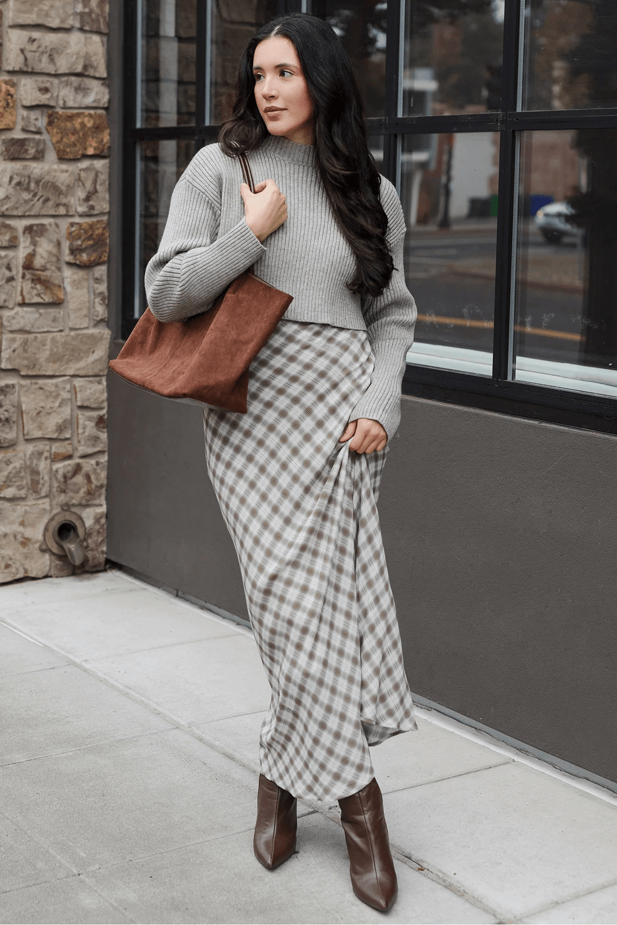 Sac cabas en daim Cheska avec pochette