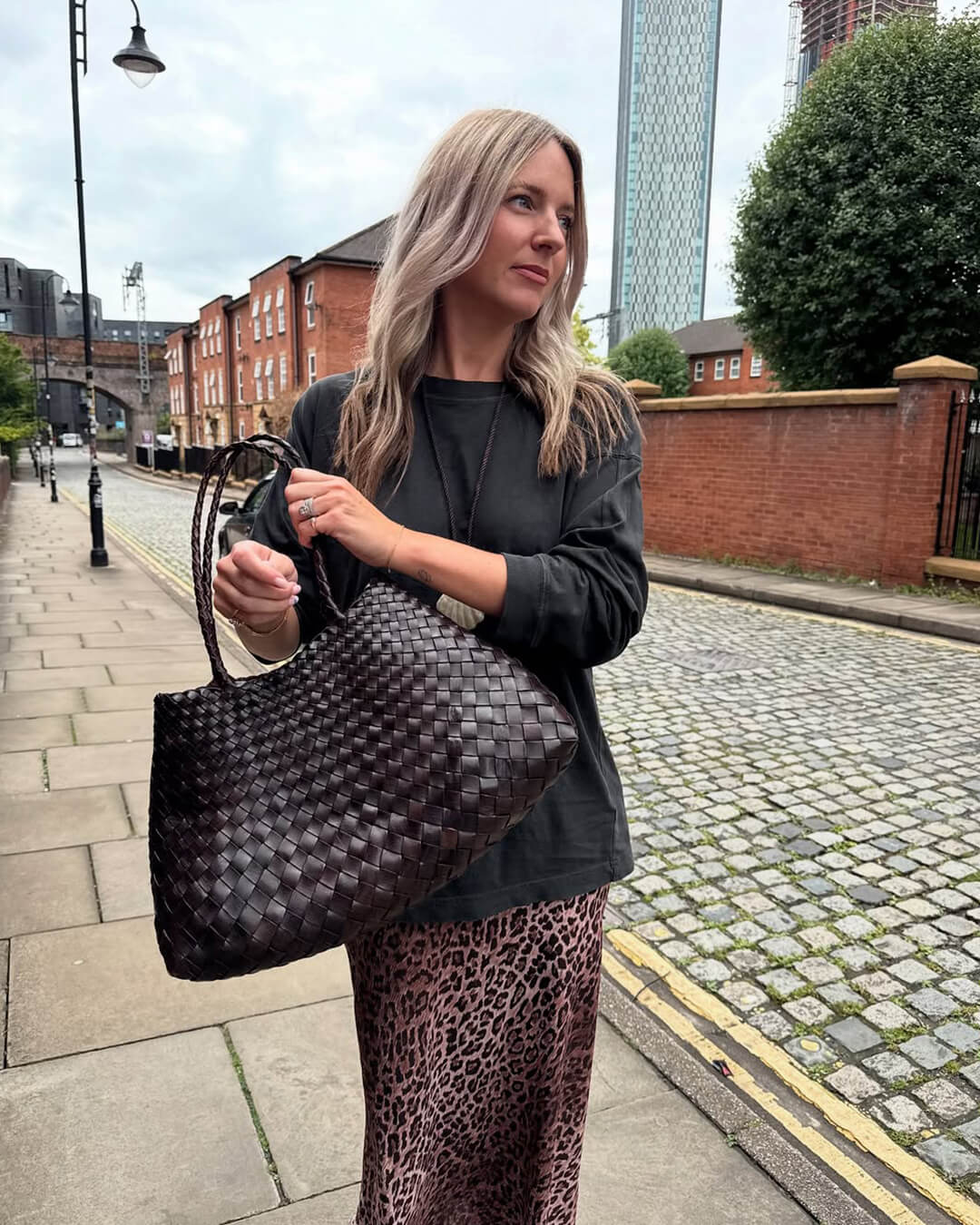 Sac moyen tressé en cuir vegan Marissa
