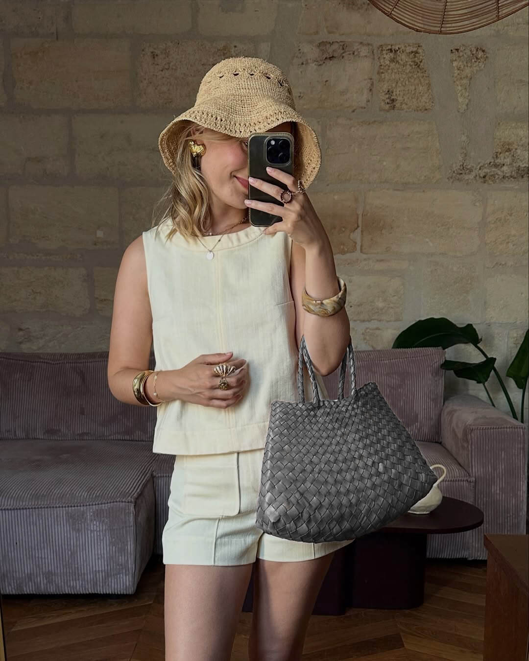 Sac moyen tressé en cuir vegan Marissa