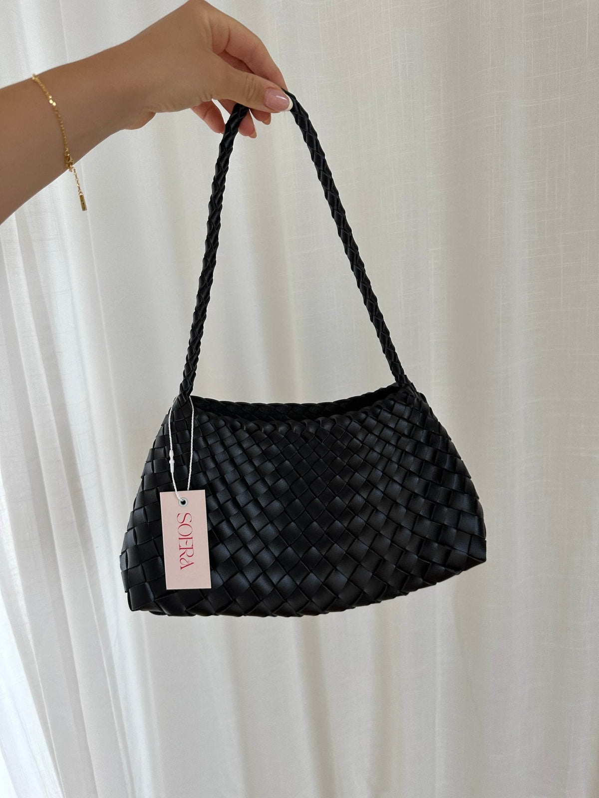Petit sac tressé en cuir vegan Marissa