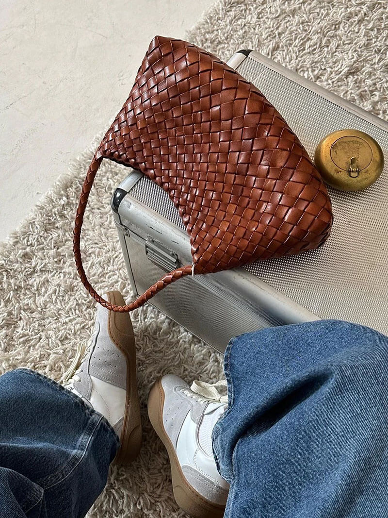 Petit sac tressé en cuir vegan Marissa