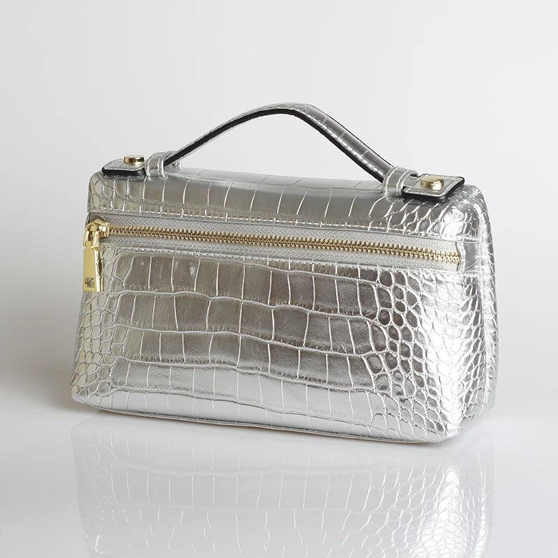 Pochette Minerva à imprimé crocodile