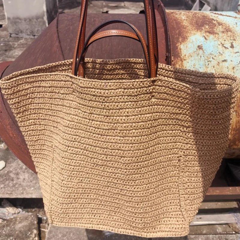 Sac cabas en paille tressée Céleste