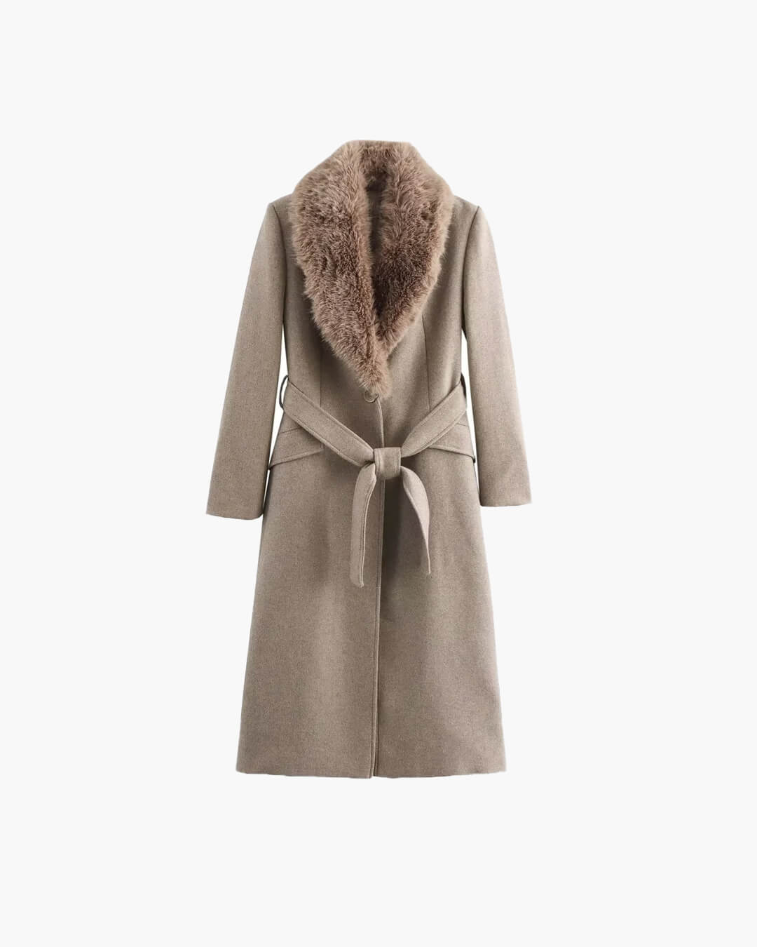 Manteau maxi Flora à col en fausse fourrure