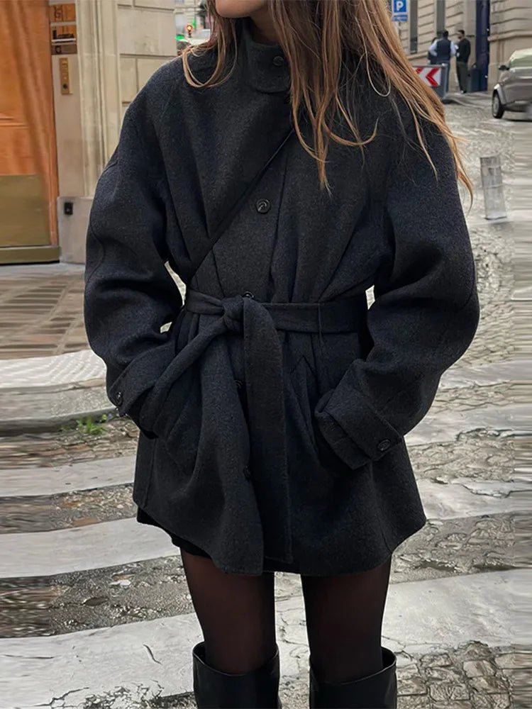 Manteau court Ashley à col montant