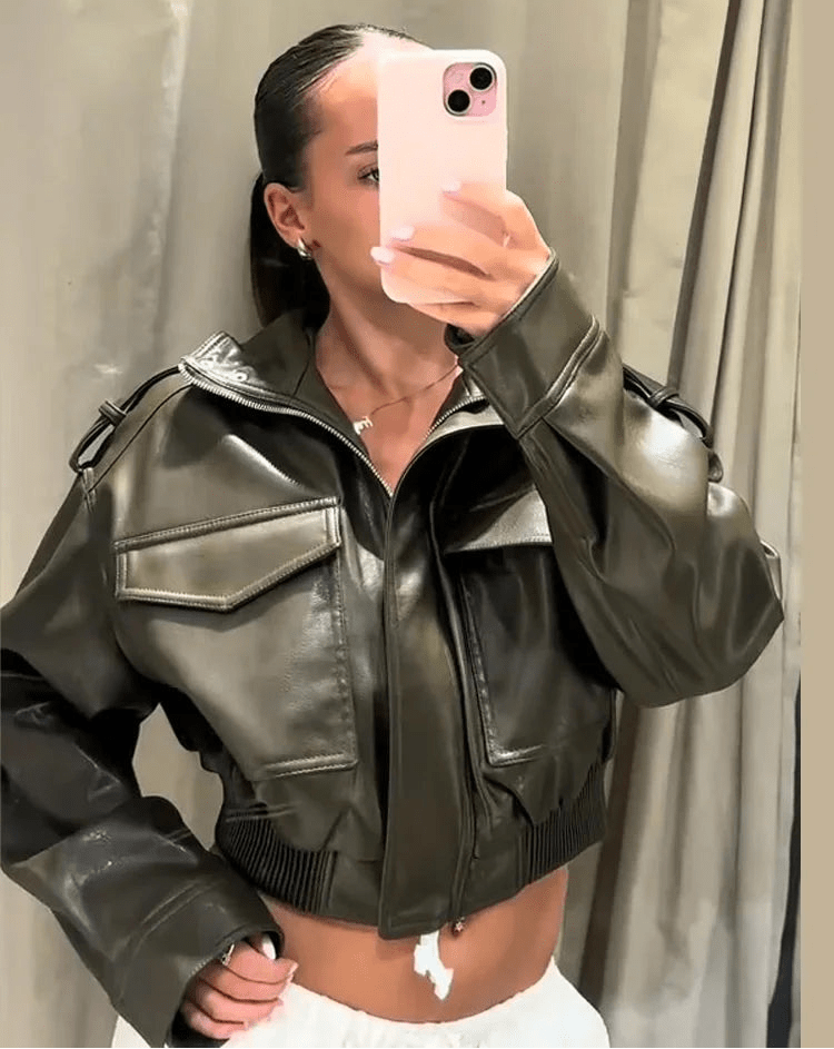 Blouson bomber Brianna en similicuir