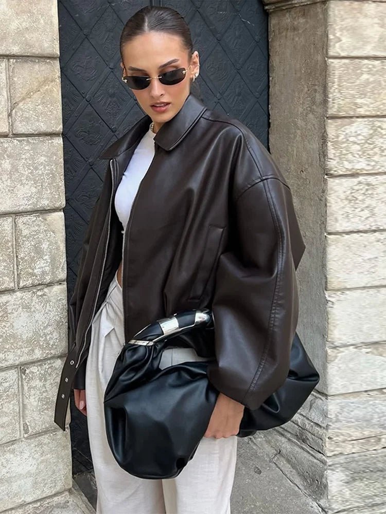 Veste Carine en cuir style motard