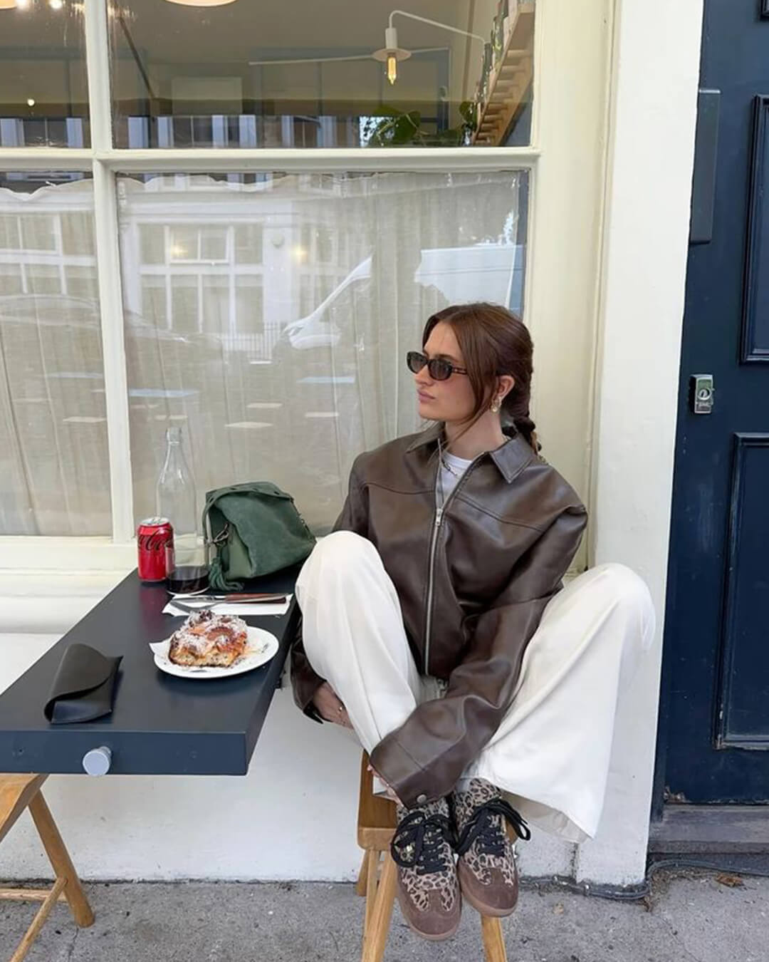 Veste Carine en cuir style motard