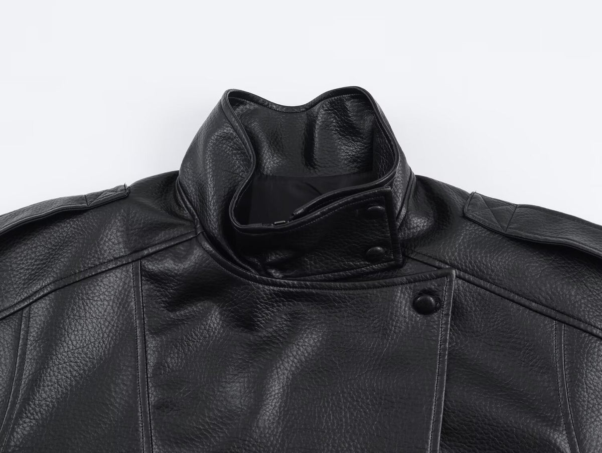 Veste asymétrique en cuir Carla