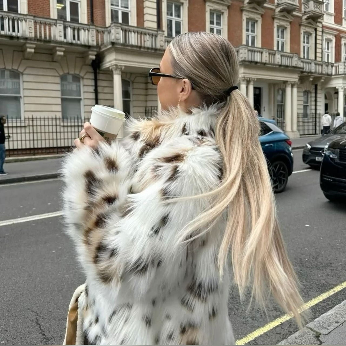 Manteau Celeste en fausse fourrure léopard