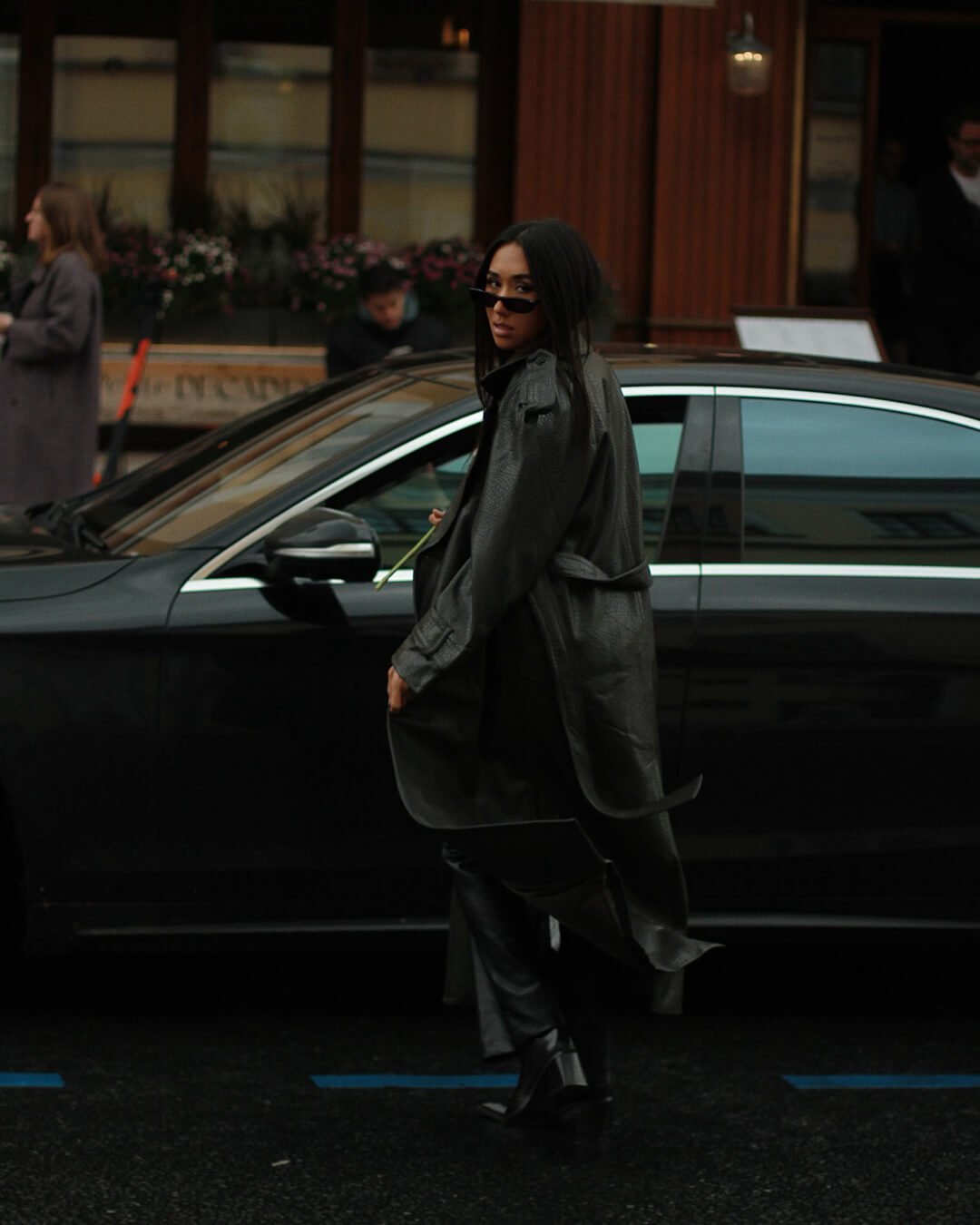 Veste longue en cuir Danica