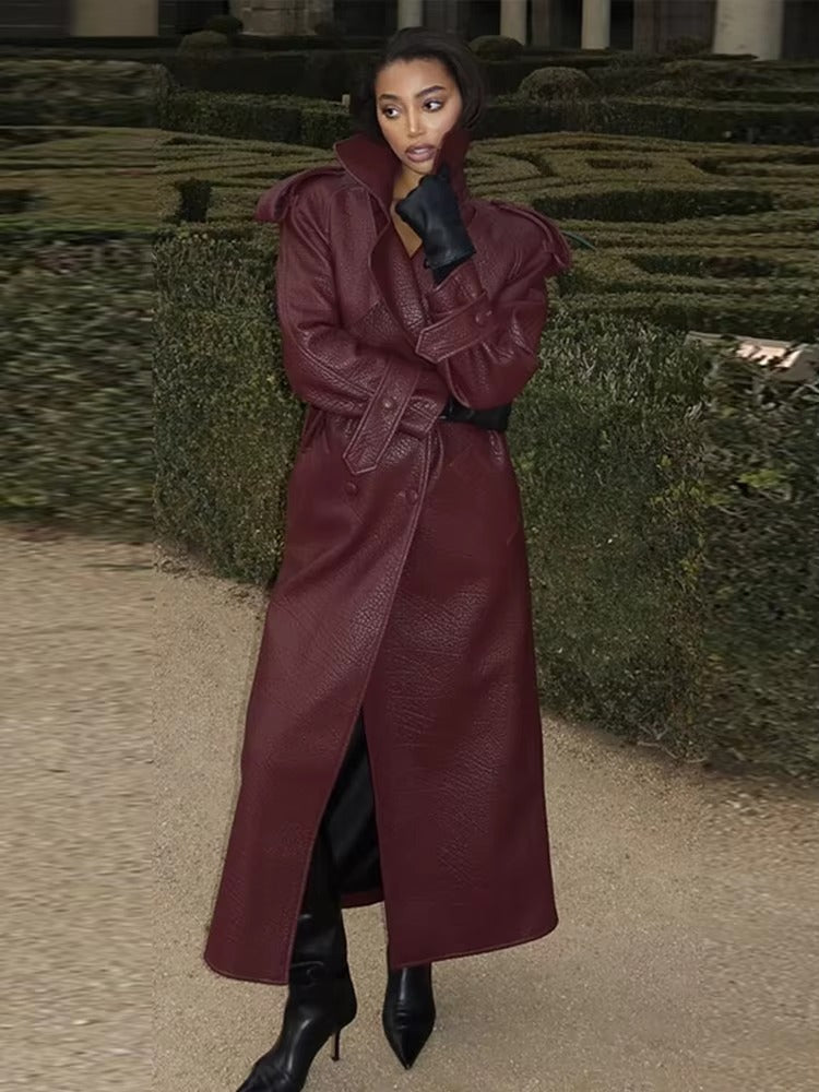 Veste longue en cuir Danica